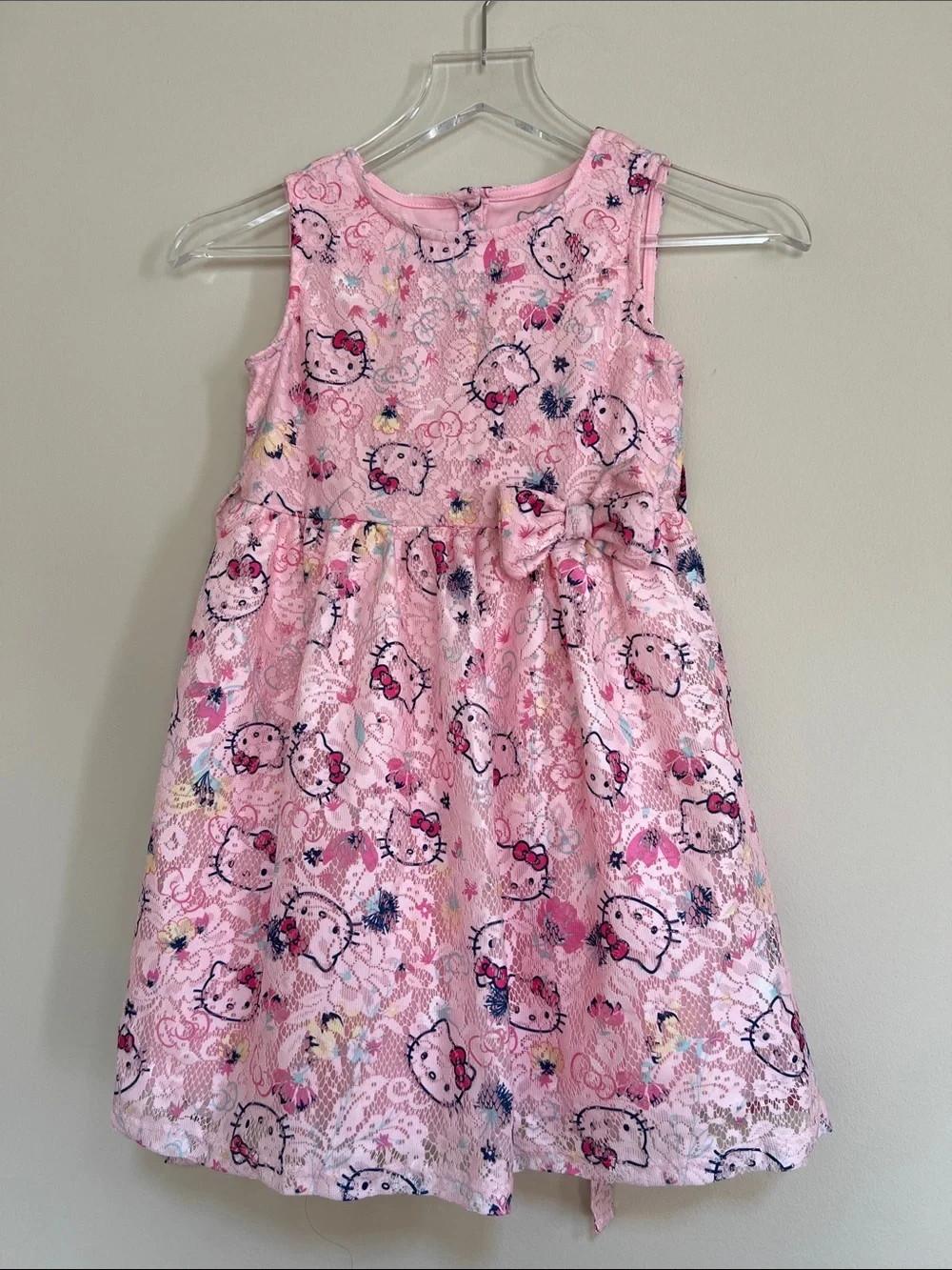 Hello Kitty Pink Lace Fit-and-Flare Dress with Bow 6X